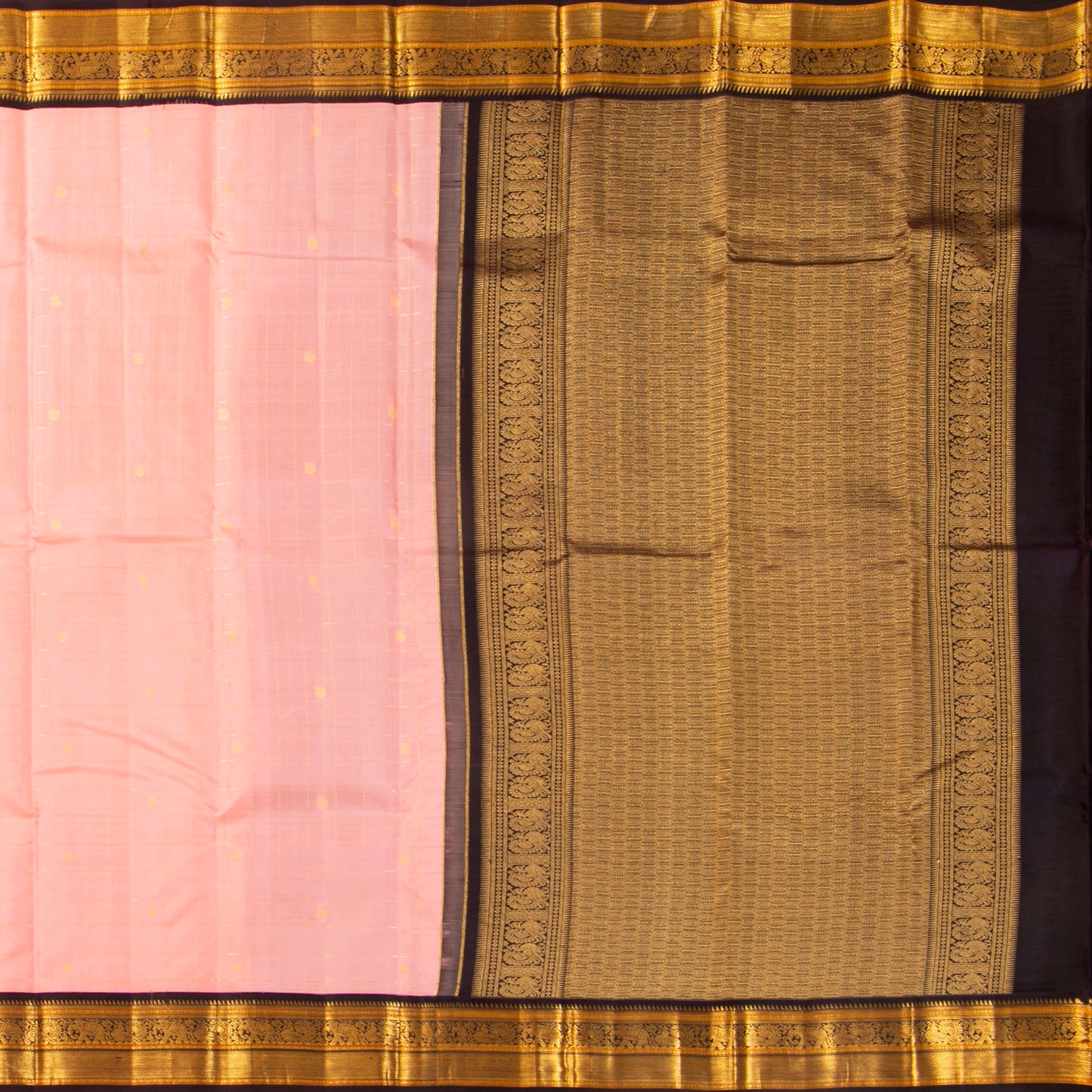 Pastel Pink And Coffee Brown Kanchipuram Silk Saree For Festive Wear PV MEN 184 - - Panjavarnam PV MEN 184