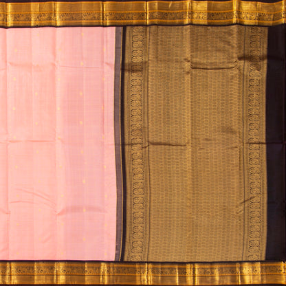 Pastel Pink And Coffee Brown Kanchipuram Silk Saree For Festive Wear PV MEN 184 - - Panjavarnam PV MEN 184