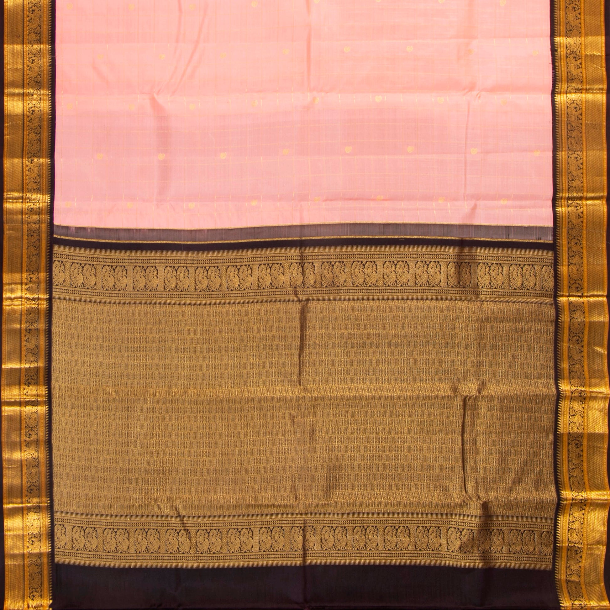 Pastel Pink And Coffee Brown Kanchipuram Silk Saree For Festive Wear PV MEN 184 - - Panjavarnam PV MEN 184