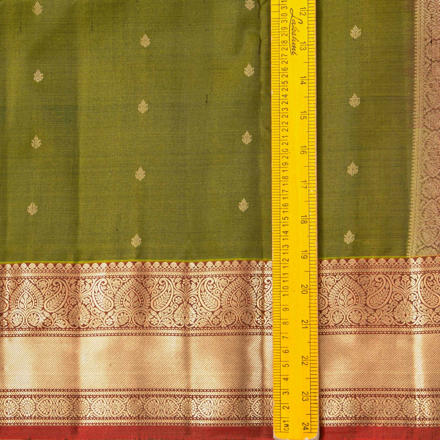Green And Rust Kanchipuram Silk Saree For Festive Wear PV MEN 203