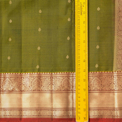 Green And Rust Kanchipuram Silk Saree For Festive Wear PV MEN 203