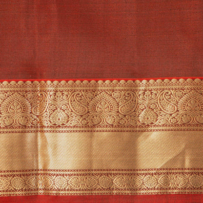 Green And Rust Kanchipuram Silk Saree For Festive Wear PV MEN 203