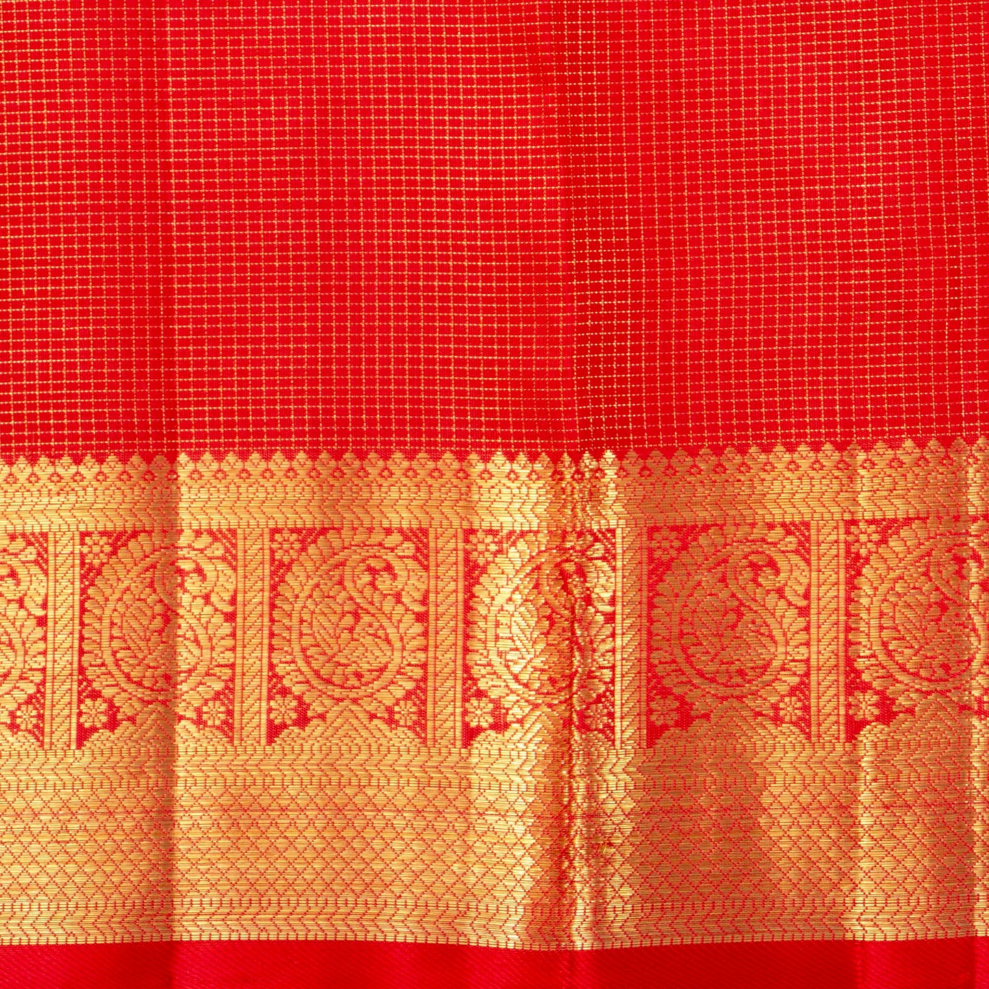 Red Kanchipuram Silk Saree For Wedding Wear PV NYC 1352