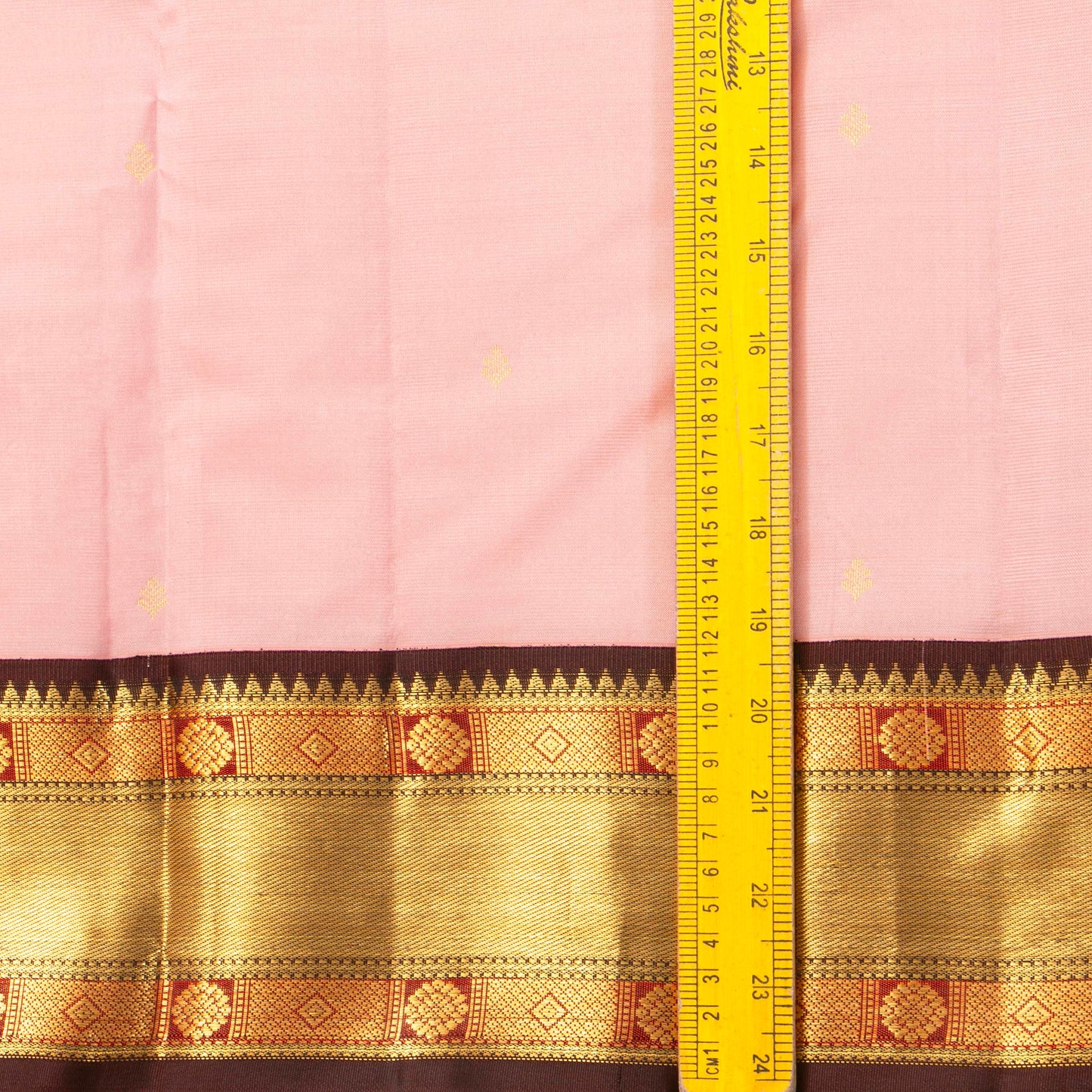 Baby Pink And Brown Kanchipuram Silk Saree For Festive Wear PV MEN 201 - Silk Sari - Panjavarnam PV MEN 201