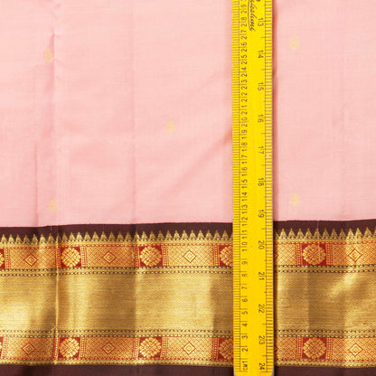 Baby Pink And Brown Kanchipuram Silk Saree For Festive Wear PV MEN 201 - Silk Sari - Panjavarnam PV MEN 201