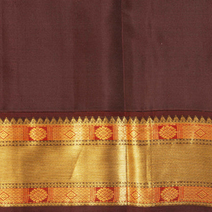 Baby Pink And Brown Kanchipuram Silk Saree For Festive Wear PV MEN 201 - Silk Sari - Panjavarnam PV MEN 201
