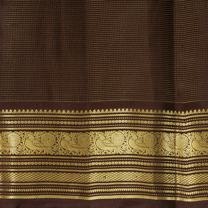 Green And Brown Kanchipuram Silk Saree With Zari Stripes For Wedding Wear PV MEN 198 - Silk Sari - Panjavarnam PV MEN 198