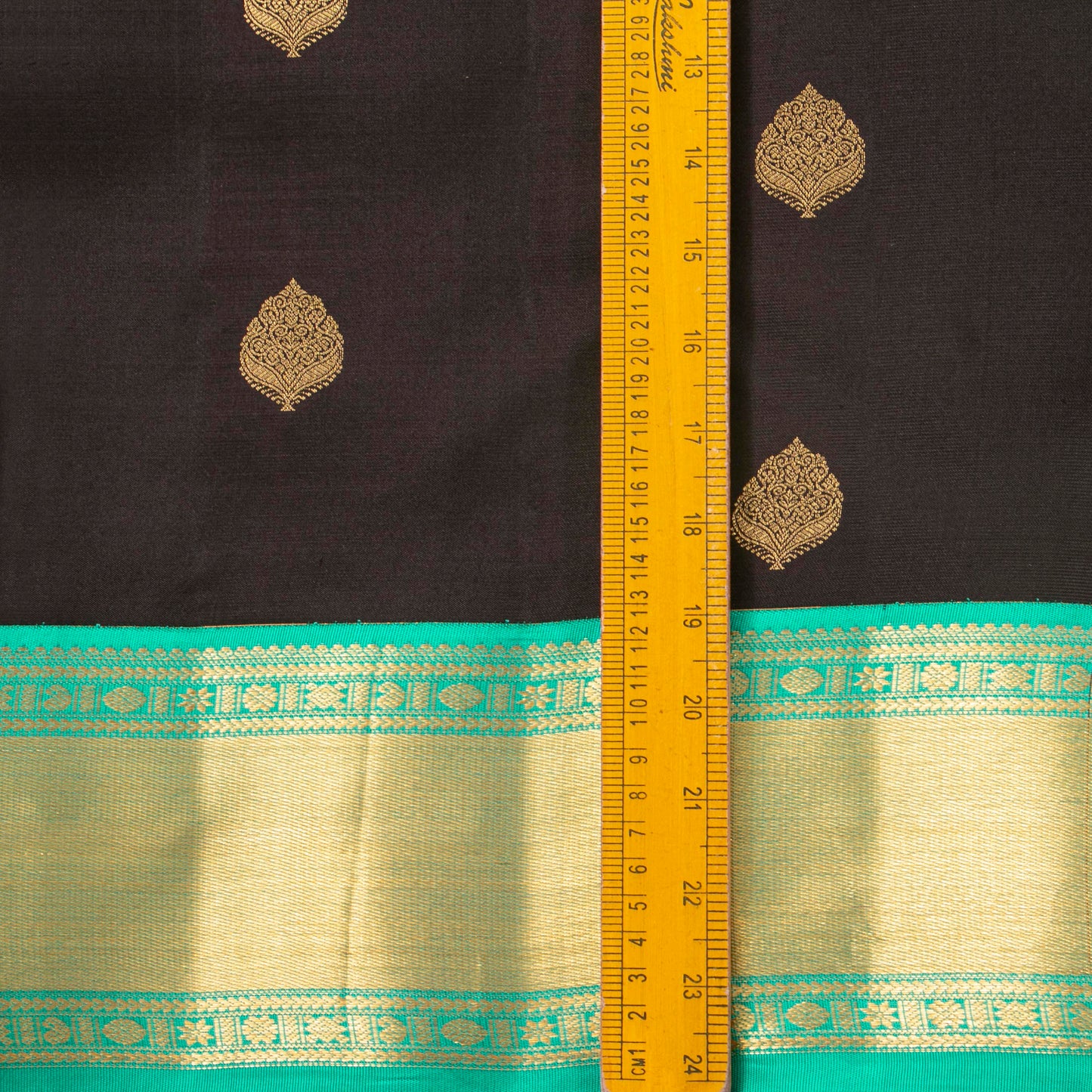 Black And Turquoise Kanchipuram Silk Saree For Office Wear PV MEN 187 - Silk Sari - Panjavarnam PV MEN 187