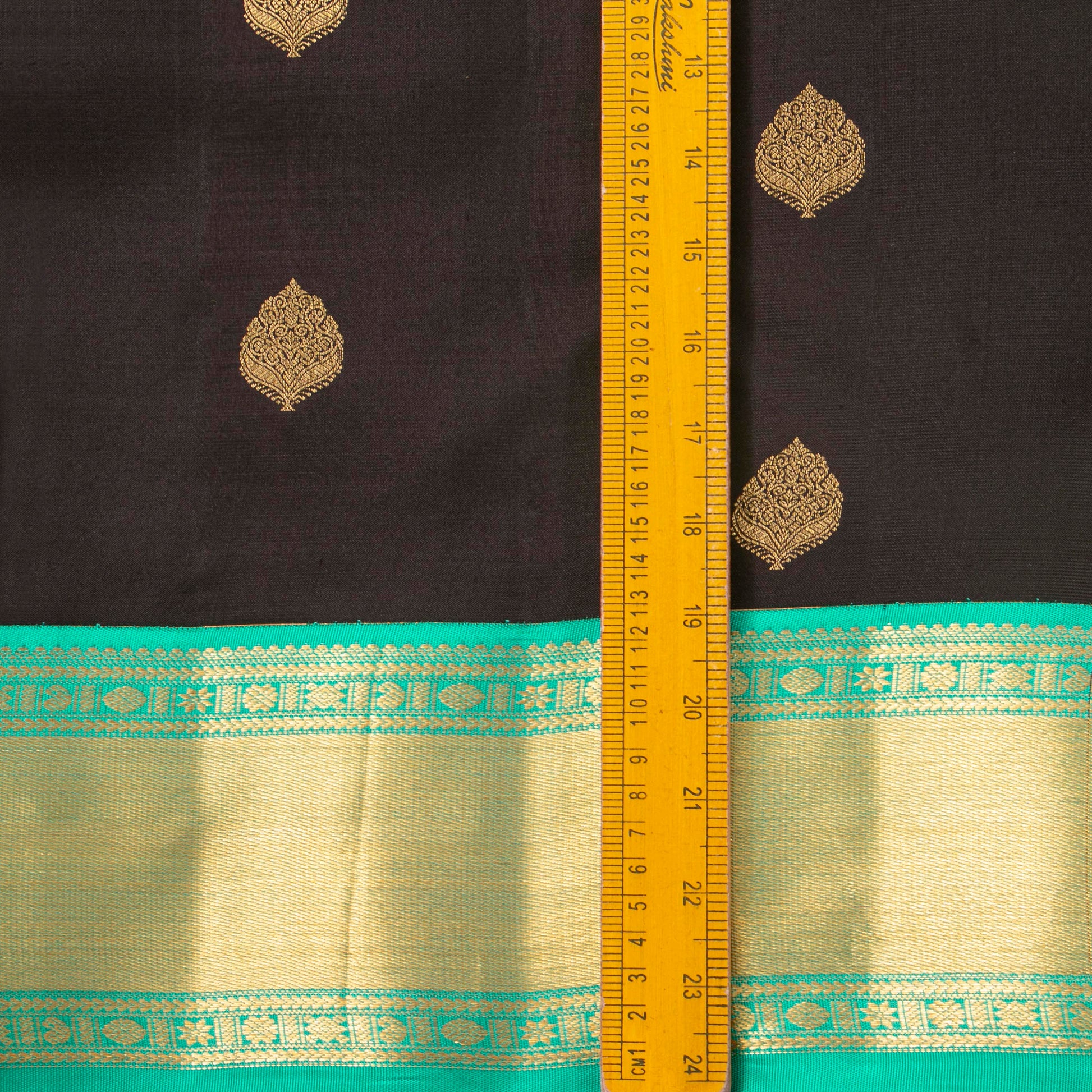 Black And Turquoise Kanchipuram Silk Saree For Office Wear PV MEN 187 - Silk Sari - Panjavarnam PV MEN 187