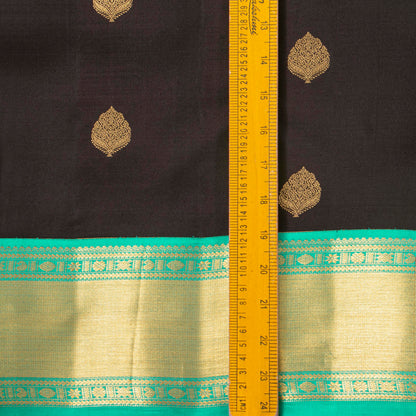 Black And Turquoise Kanchipuram Silk Saree For Office Wear PV MEN 187 - Silk Sari - Panjavarnam PV MEN 187