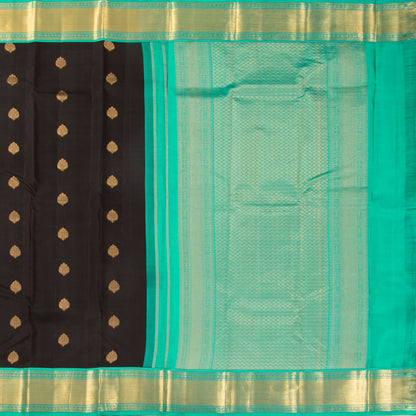 Black And Turquoise Kanchipuram Silk Saree For Office Wear PV MEN 187 - Silk Sari - Panjavarnam PV MEN 187