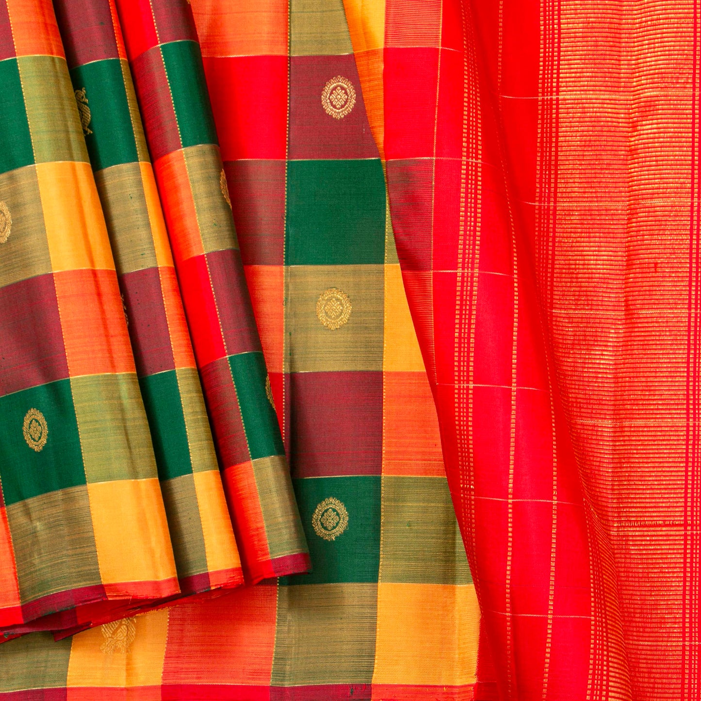 Paalum Pazhamum Checks Kanchipuram Silk Saree For Wedding Wear PV MEN 273 - Silk Sari - Panjavarnam PV MEN 273