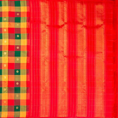 Paalum Pazhamum Checks Kanchipuram Silk Saree For Wedding Wear PV MEN 273 - Silk Sari - Panjavarnam PV MEN 273