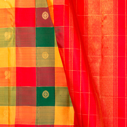 Paalum Pazhamum Checks Kanchipuram Silk Saree For Wedding Wear PV MEN 273
