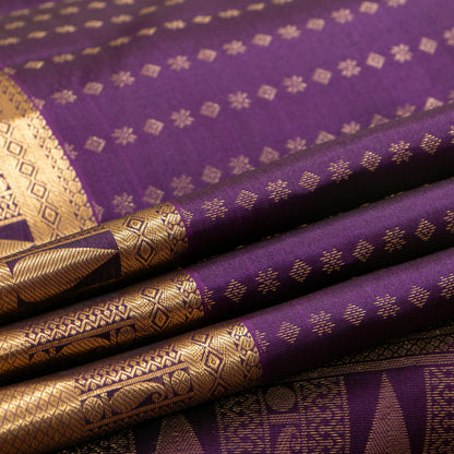 Purple Kanchipuram Silk Saree For Wedding Wear PV MEN 199 - Silk Sari - Panjavarnam PV MEN 199