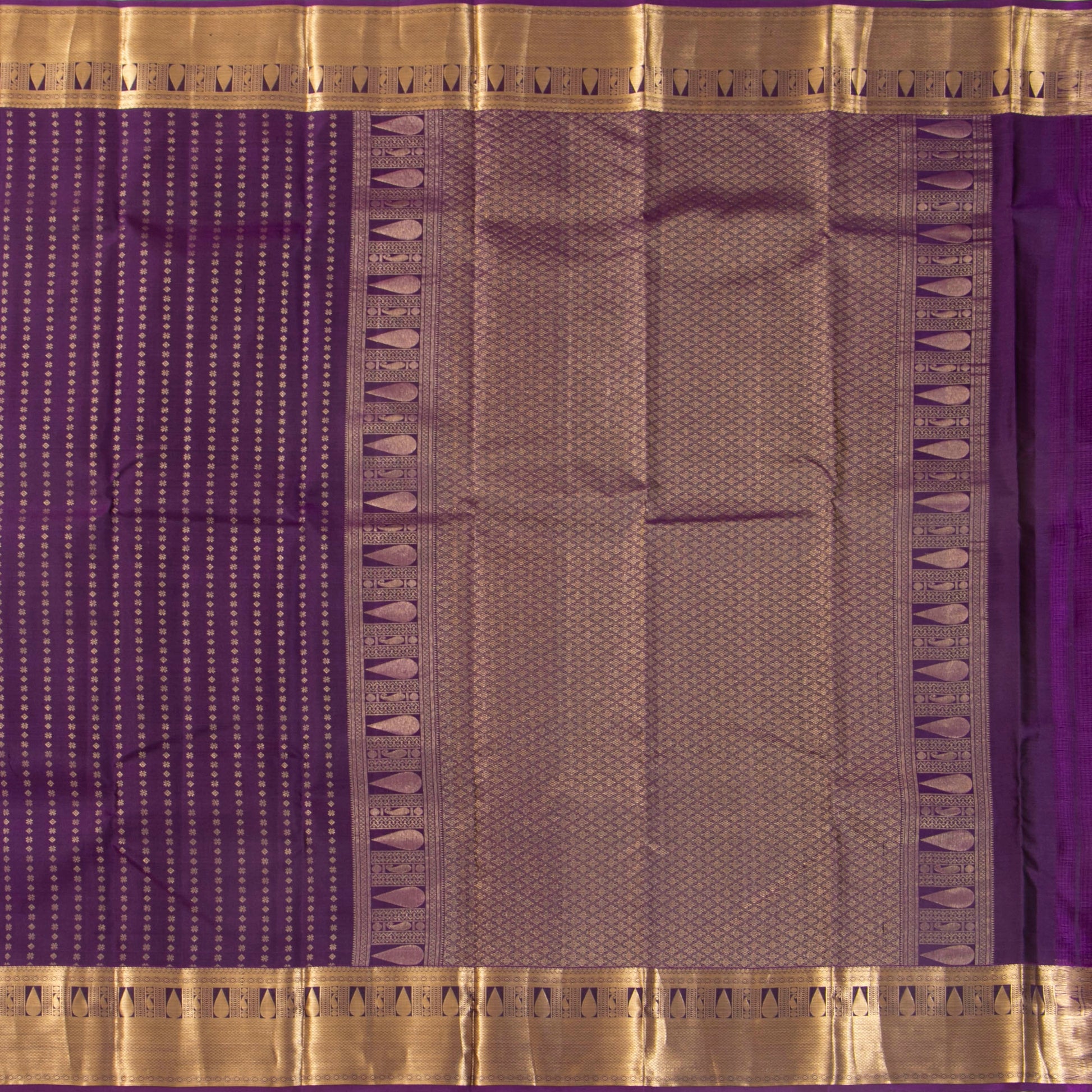Purple Kanchipuram Silk Saree For Wedding Wear PV MEN 199 - Silk Sari - Panjavarnam PV MEN 199