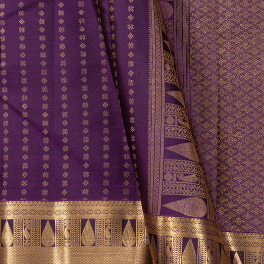 Purple Kanchipuram Silk Saree For Wedding Wear PV MEN 199