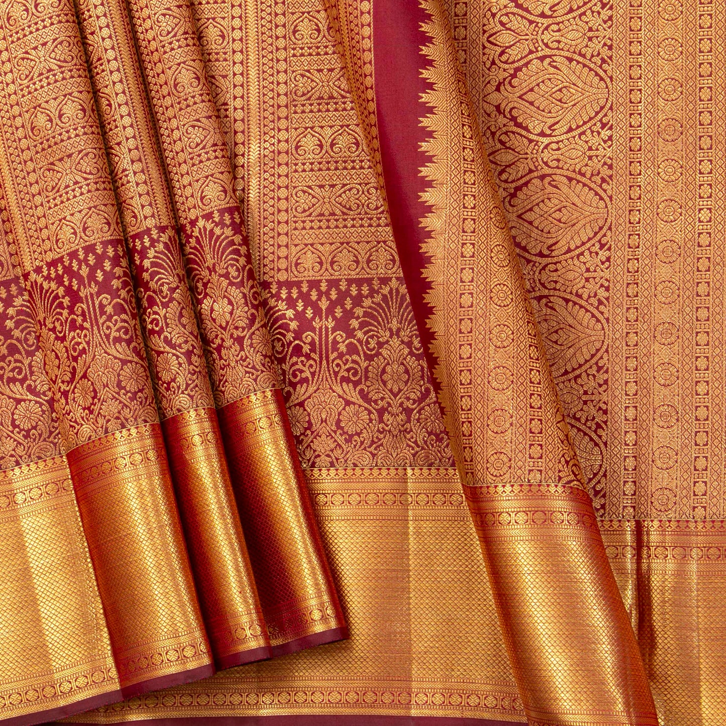 Red Kanchipuram Silk Saree For Festive Wear PV MEN 286