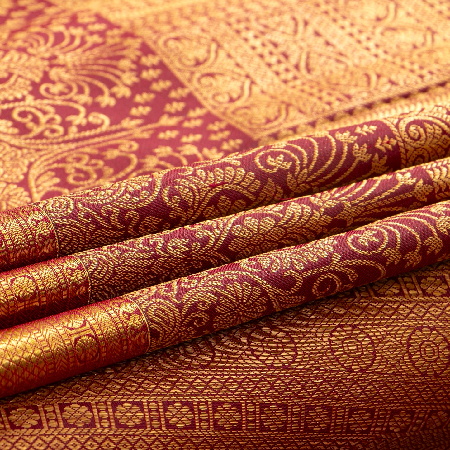 Red Kanchipuram Silk Saree For Festive Wear PV MEN 286