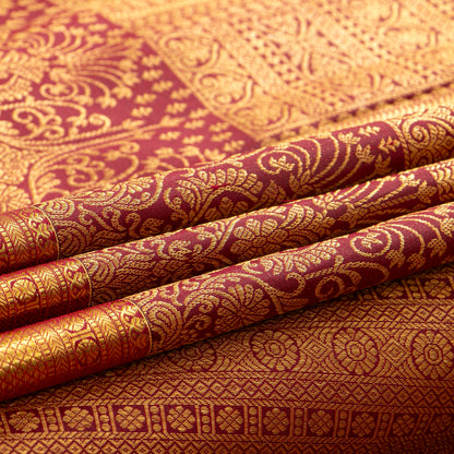 Red Kanchipuram Silk Saree For Festive Wear PV MEN 286