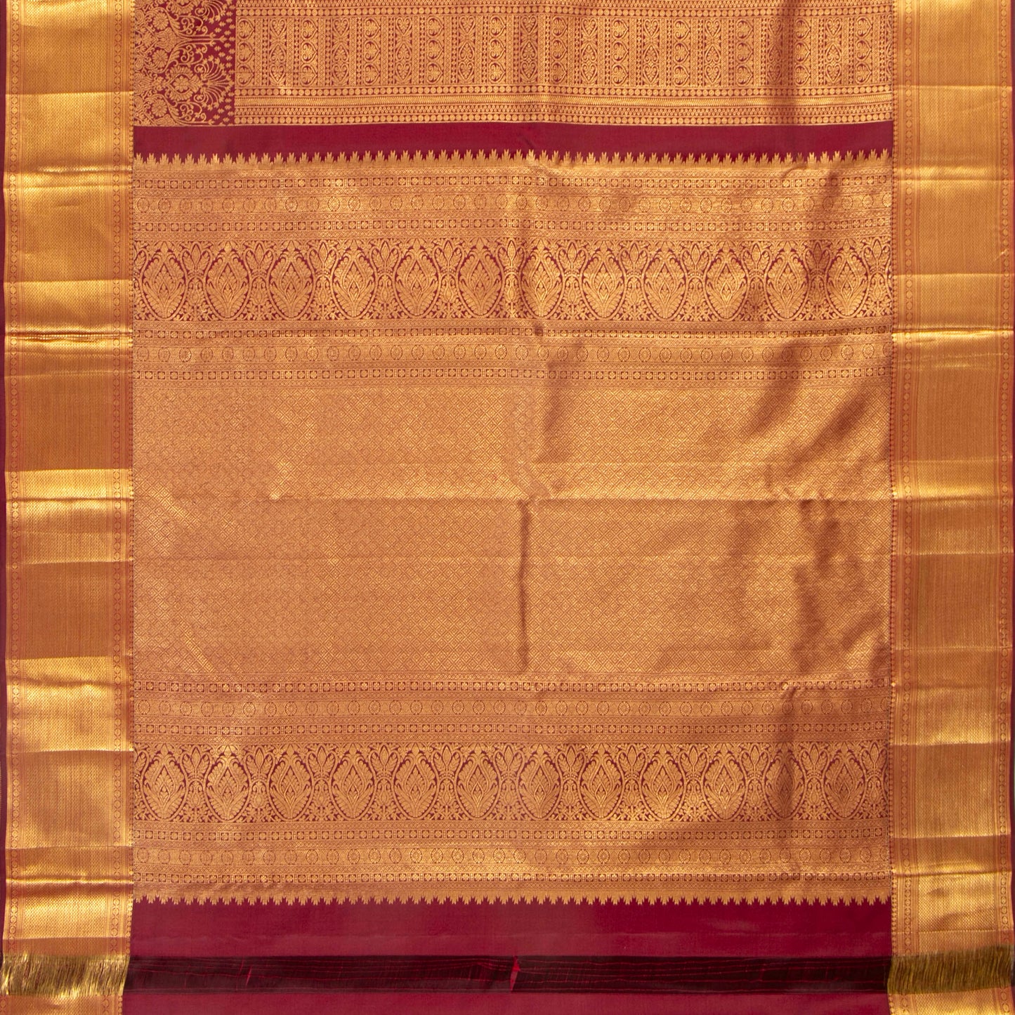 Red Kanchipuram Silk Saree For Festive Wear PV MEN 286