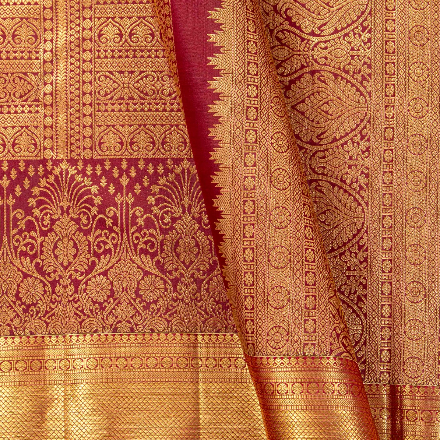 Red Kanchipuram Silk Saree For Festive Wear PV MEN 286