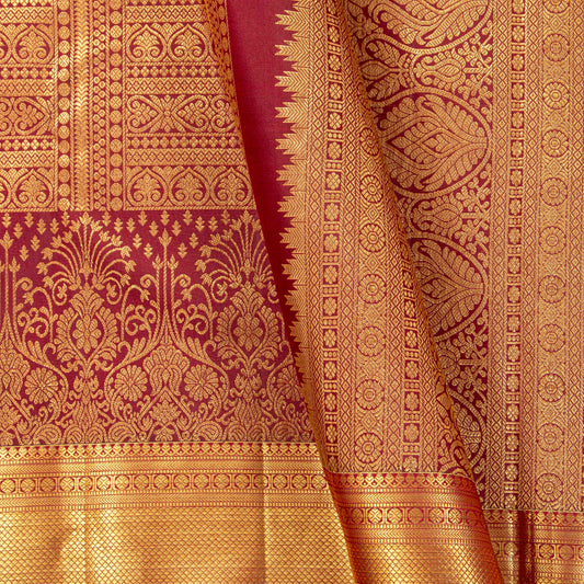 Red Kanchipuram Silk Saree For Festive Wear PV MEN 286