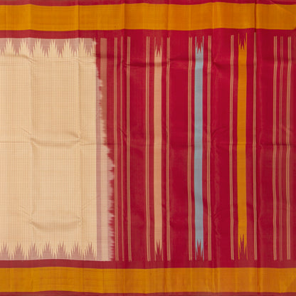 Beige And Maroon Kanchipuram Silk Saree With Temple Korvai Border For Festive Wear PV NYC 1332