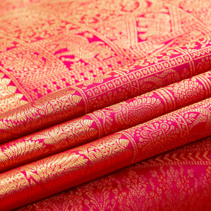Pink Kanchipuram Silk Saree For Festive Wear PV MEN 295