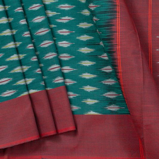 Blue And Maroon Pochampally Ikkat Cotton Saree For Office Wear PV SC 218