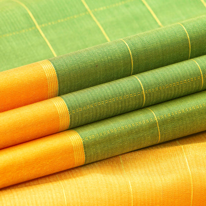 Green And Orange Kanchipuram Silk Saree For Wedding Wear PV NYC 1410