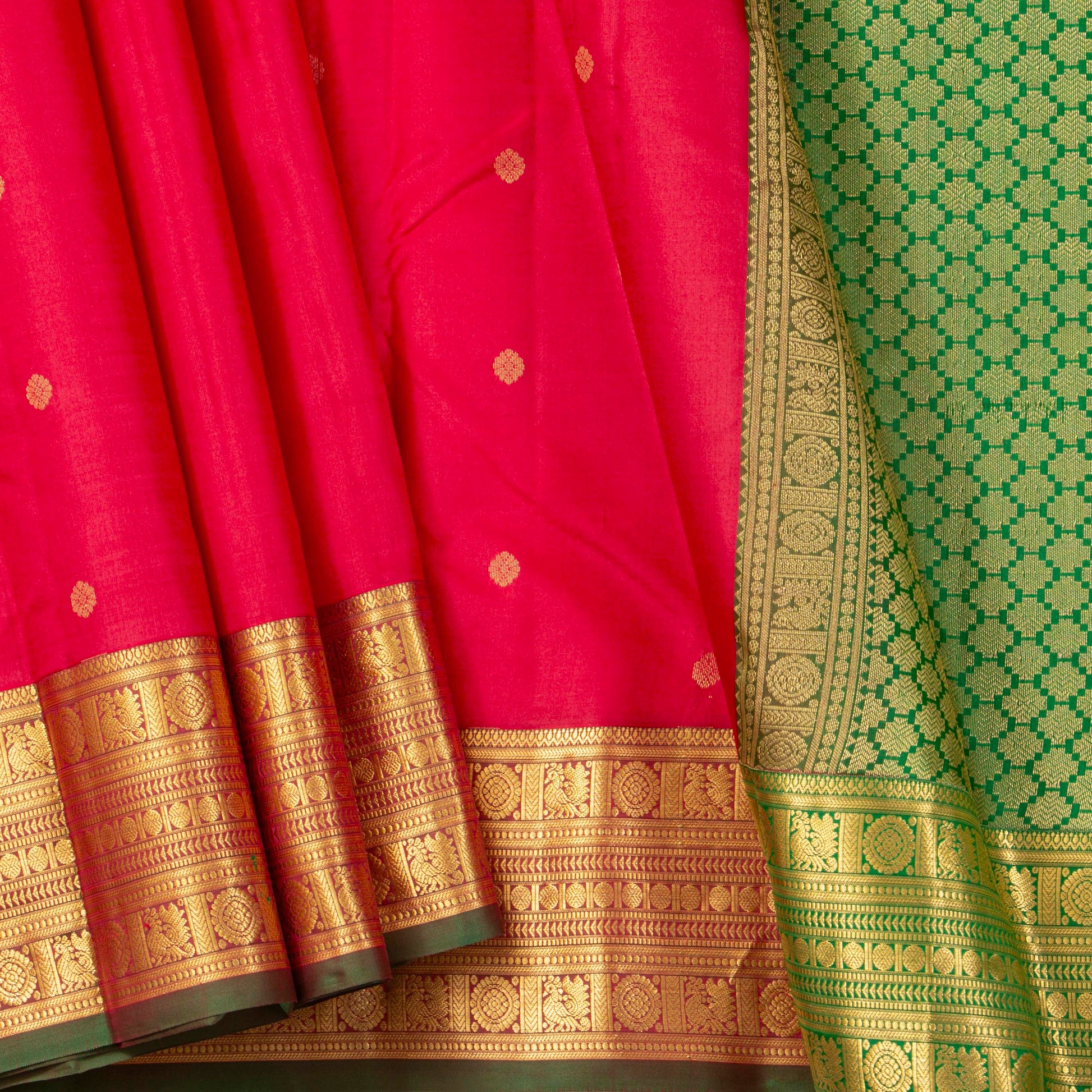 Pink And Green Kanchipuram Silk Saree For Wedding Wer PV MEN 195 - Silk Sari - Panjavarnam PV MEN 195