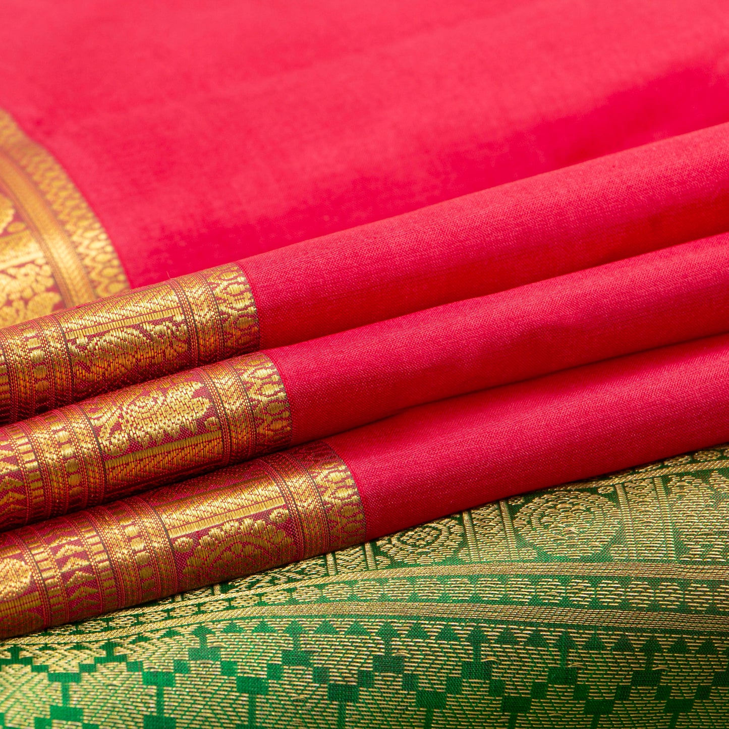 Pink And Green Kanchipuram Silk Saree For Wedding Wer PV MEN 195 - Silk Sari - Panjavarnam PV MEN 195