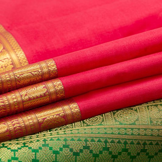 Pink And Green Kanchipuram Silk Saree For Wedding Wer PV MEN 195