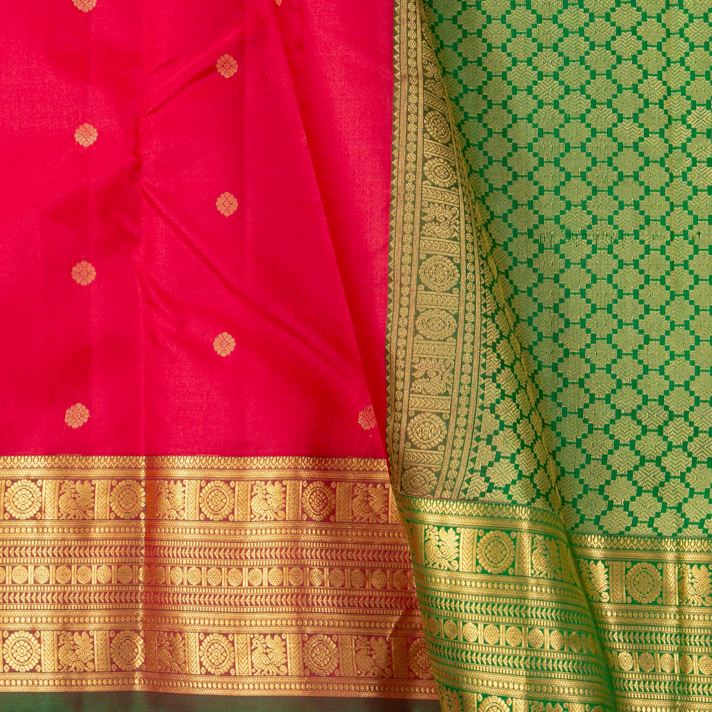 Pink And Green Kanchipuram Silk Saree For Wedding Wer PV MEN 195 - Silk Sari - Panjavarnam PV MEN 195