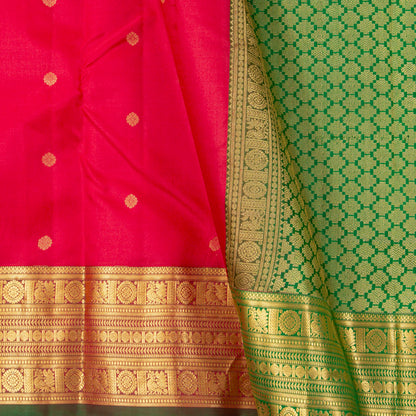 Pink And Green Kanchipuram Silk Saree For Wedding Wer PV MEN 195 - Silk Sari - Panjavarnam PV MEN 195