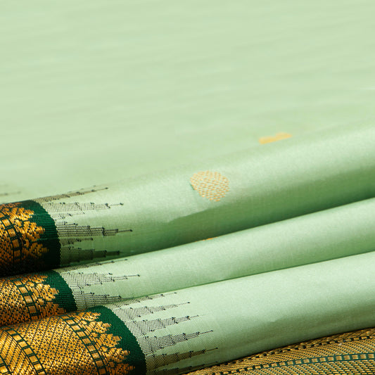 Mint Green And Bottle Green Kanchipuram Silk Saree With Temple Korvai Border For Festive Wear PV MEN 130