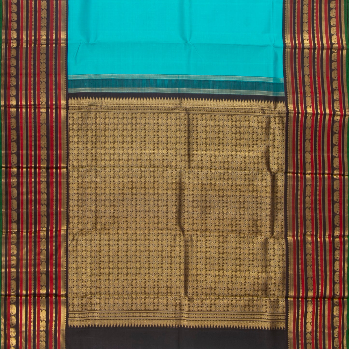 Ananda Blue And Dark Purple Kanchipuram Silk Saree With Contrast Border For Wedding Wear PV NYC 1307