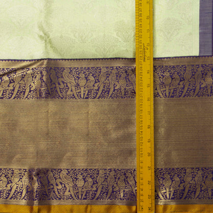 Pastel Green And Purple Kanchipuram Silk Saree For Bridal Wear PV NYC 1383