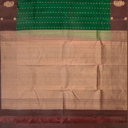Emerald Green And Brown Kanchipuram Silk Saree For Festive Wear PV MEN 138