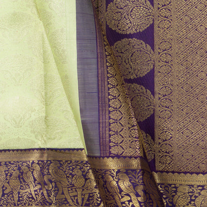 Pastel Green And Purple Kanchipuram Silk Saree For Bridal Wear PV NYC 1383