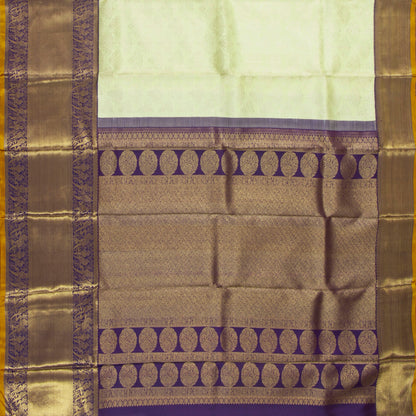 Pastel Green And Purple Kanchipuram Silk Saree For Bridal Wear PV NYC 1383