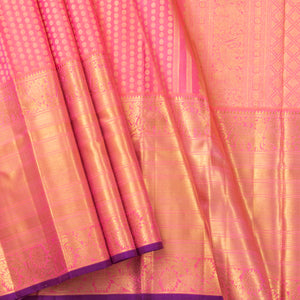 Pink Kanchipuram Silk Saree For Bridal Wear PV NYC 1399