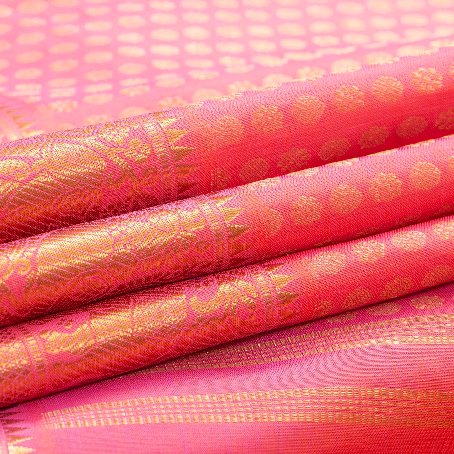 Pink Kanchipuram Silk Saree For Bridal Wear PV NYC 1399