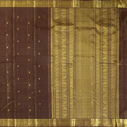Brown Kanchipuram Silk Saree With Vaira Oosi Zari Stripes PV MEN 303