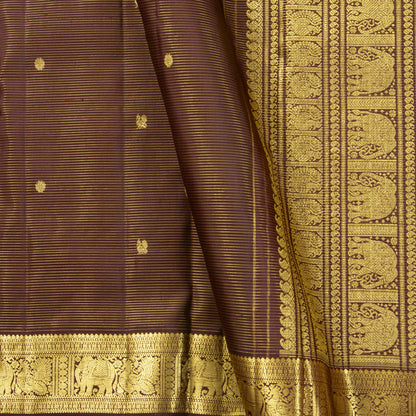 Brown Kanchipuram Silk Saree With Vaira Oosi Zari Stripes PV MEN 303