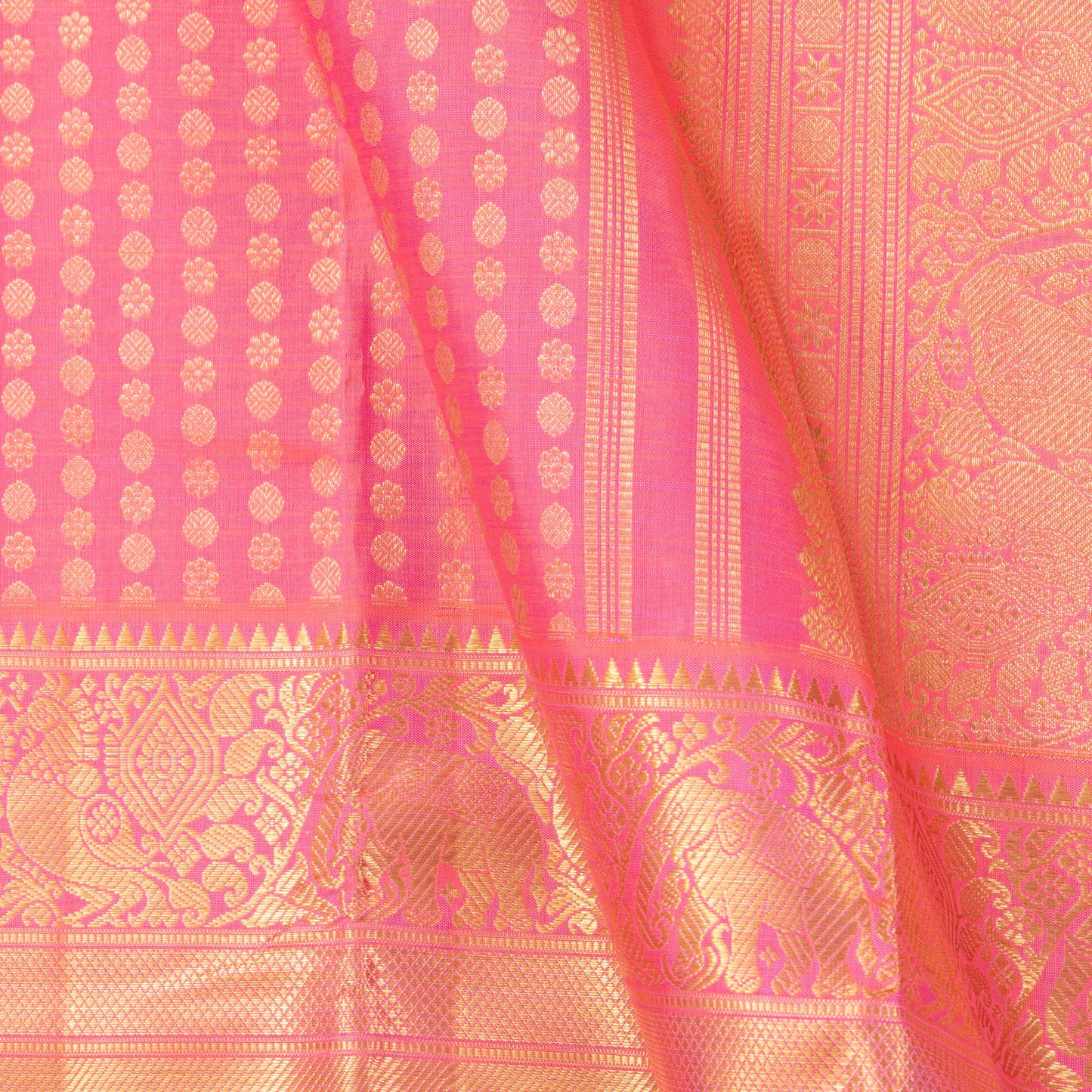 Pink Kanchipuram Silk Saree For Bridal Wear PV NYC 1399