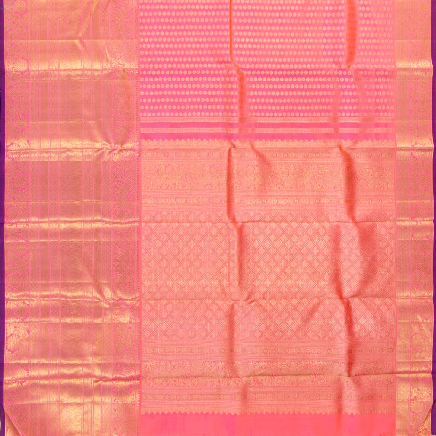 Pink Kanchipuram Silk Saree For Bridal Wear PV NYC 1399