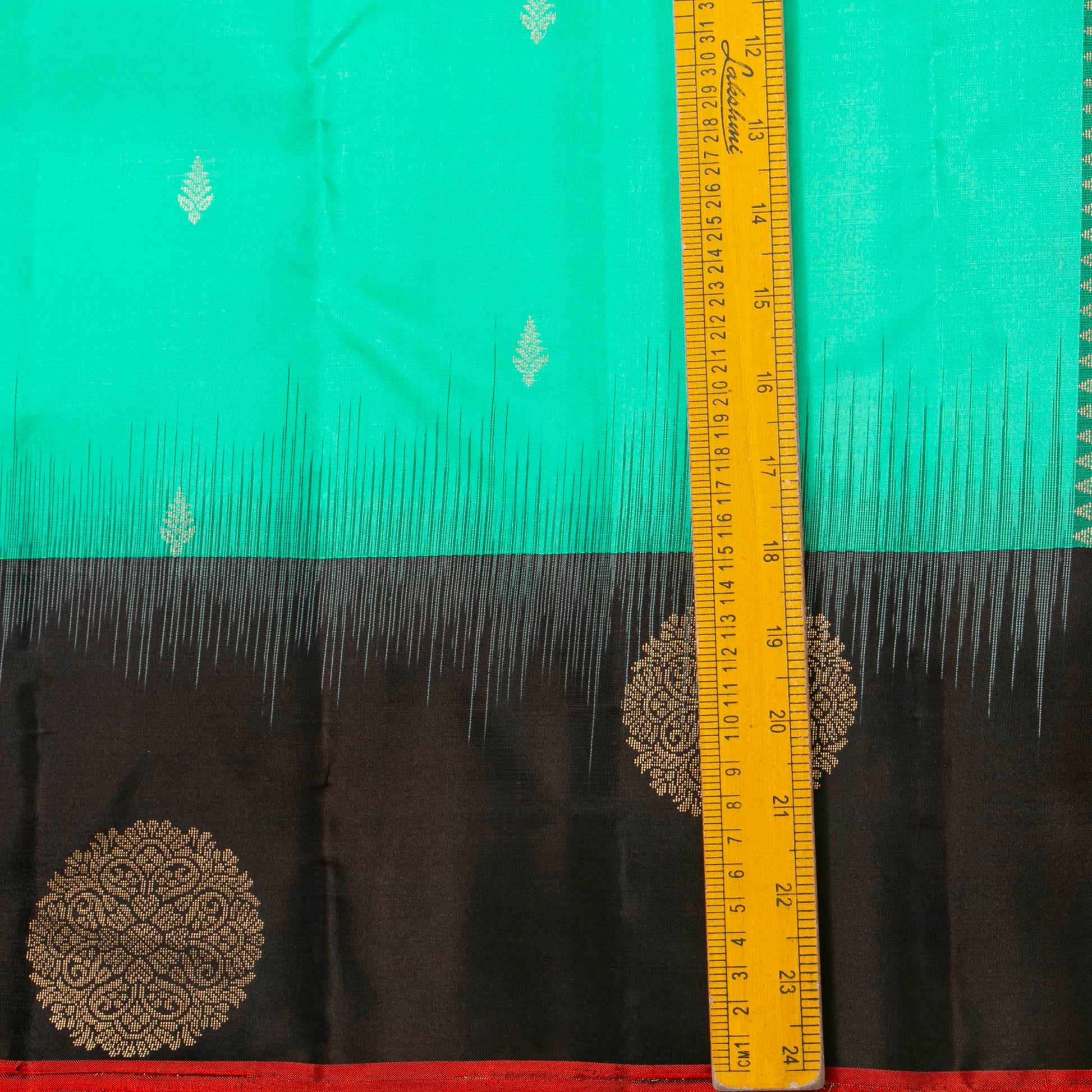 Seafoam Green And Black Kanchipuram Silk Saree For Office Wear PV MEN 125 - - Panjavarnam PV MEN 125