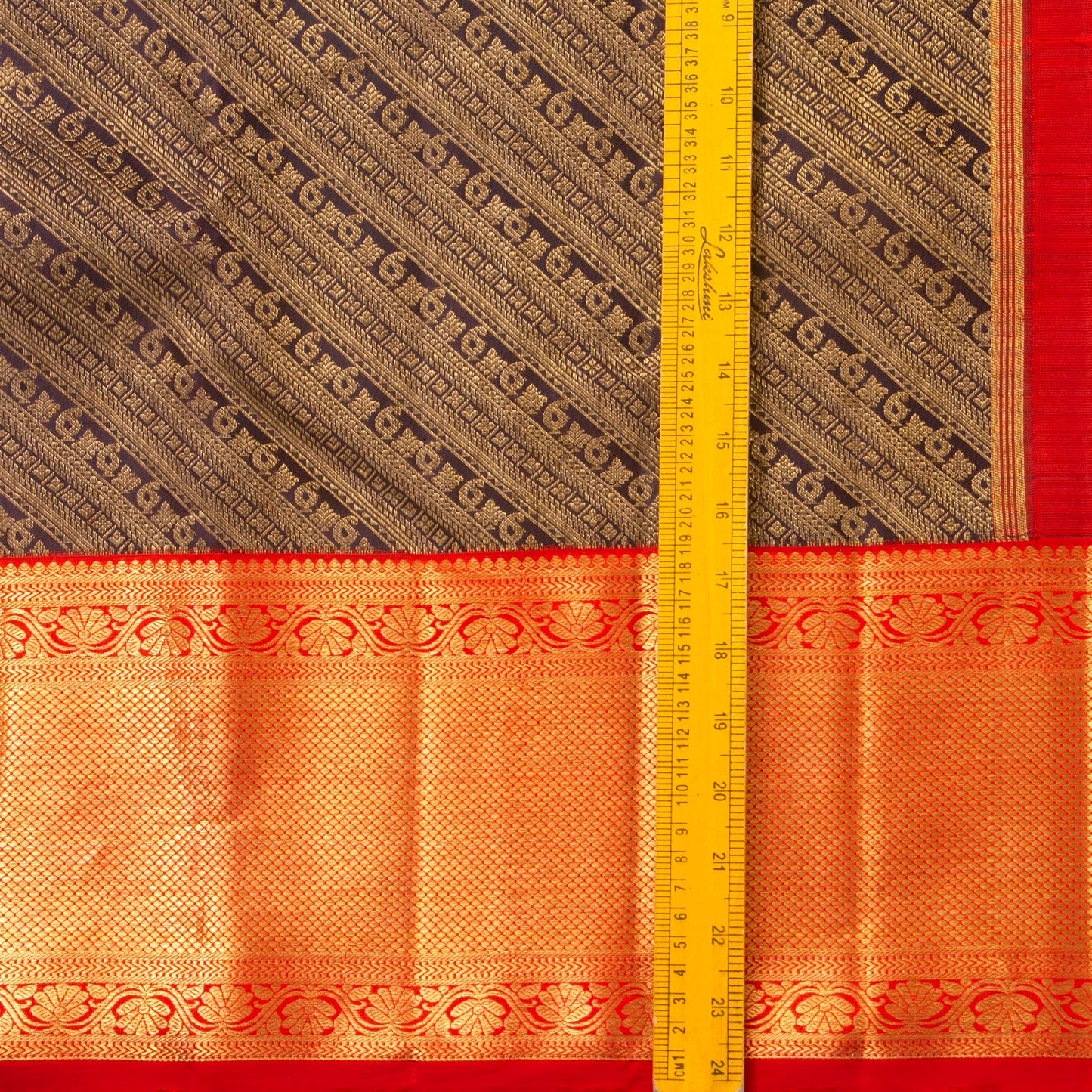 Dark Brown And Red Kanchipuram Silk Saree For Bridal Wear PV NYC 1388